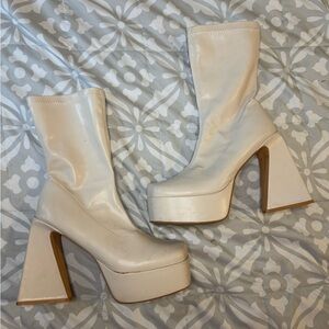 Women's White Platform Boots - EGO